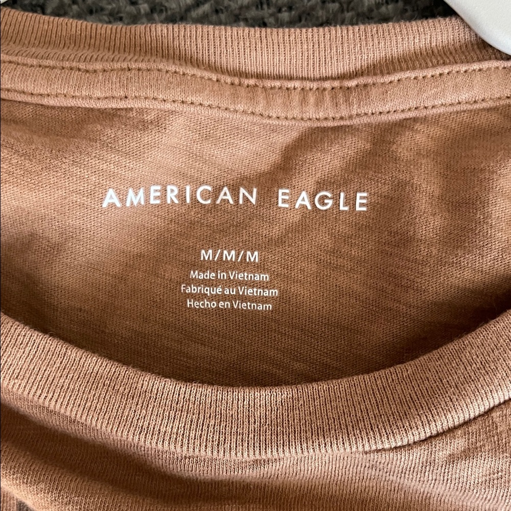 American Eagle Outfitters Rust Tan Short Sleeve Tee with '77' Graphic - Picture 2 of 3